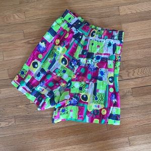 Vintage AKF Watercolor Print Pull-On Shorts